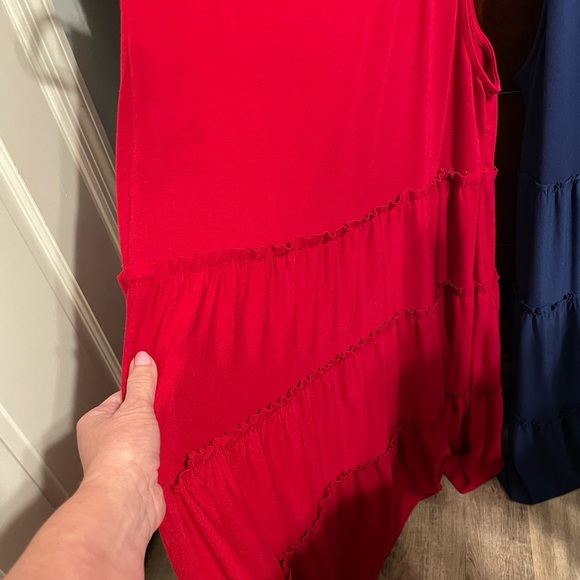 Bundle xl Zenana knit tired dresses red blue sleeveless - Picture 5 of 8